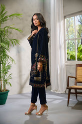 DA-1673 BLUE EMBROIDERED KURTA
